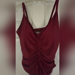 Elegant Burgundy Ruched Women's swimsuit